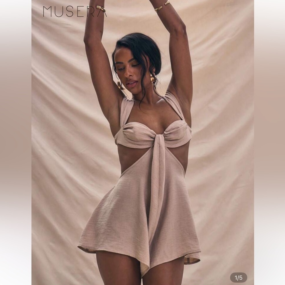 SHEIN Beige Halter Jumpsuit